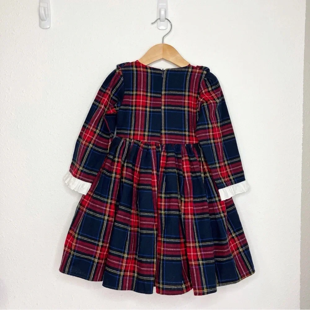 NWT Trish Scully tartan plaid Lola dress long‎ sleeve blue and red holiday 4 yrs